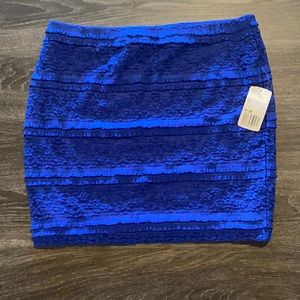 Blue mini skirt.